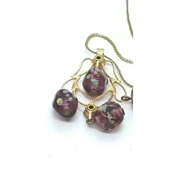 Vintage MCM Japanese Tombo Millefiori Art Glass Bead Necklace 14k Gold Plate - Picture 6 of 10